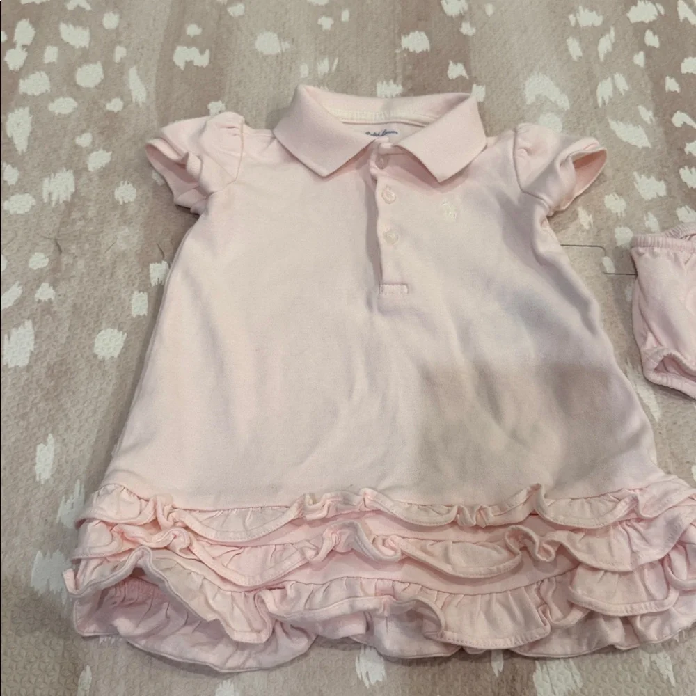 Polo by Ralph Lauren Light Pink Ruffle Hem Polo Dress - Girls